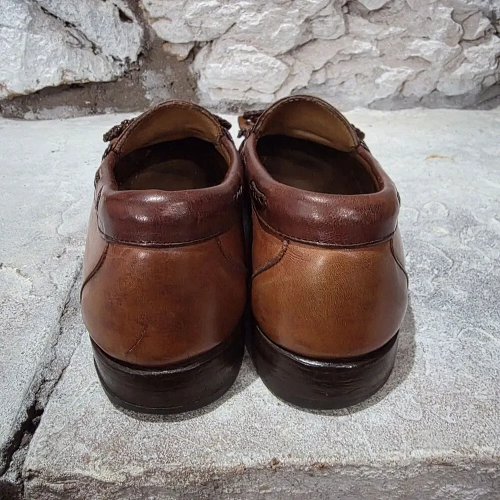 Allen Edmonds Woodstock Leather Kiltie Loafer Men 9 1/2 Brown Moccasin Old Money